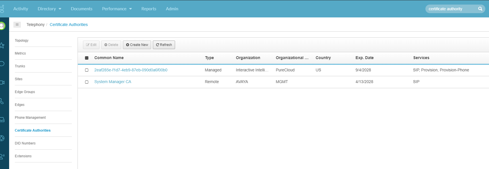 System Manager CA