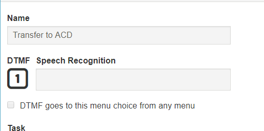 ASR terms on a menu item