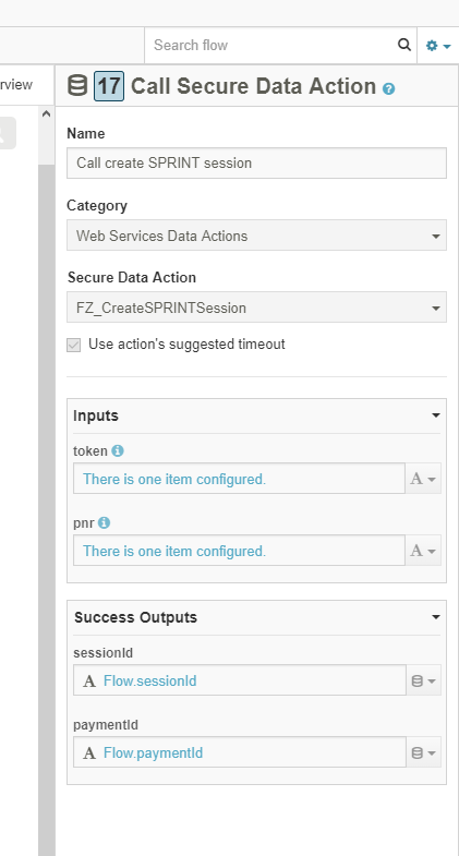 call secure data action