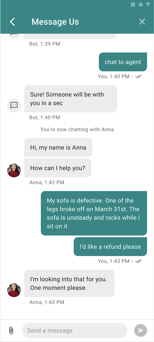 Mobile Messenger - participant name and avatar