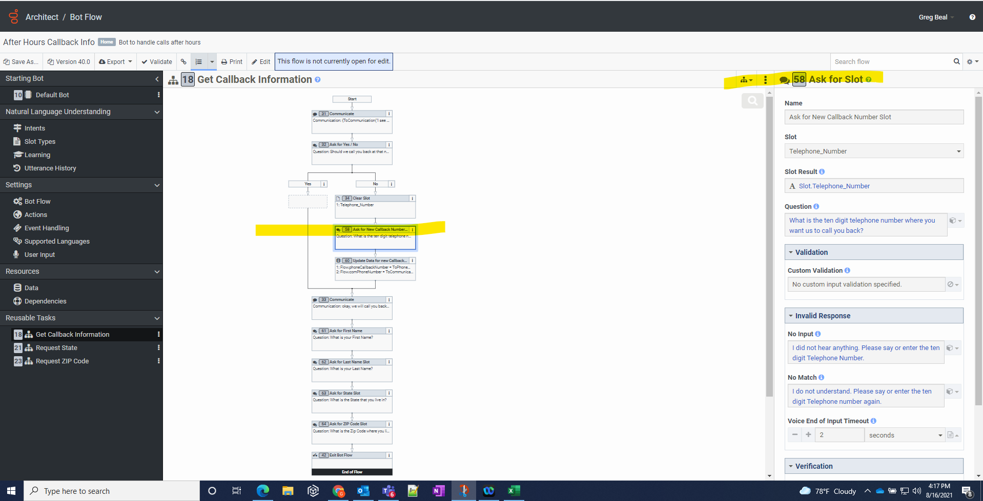 Ask for Slot screenshot
