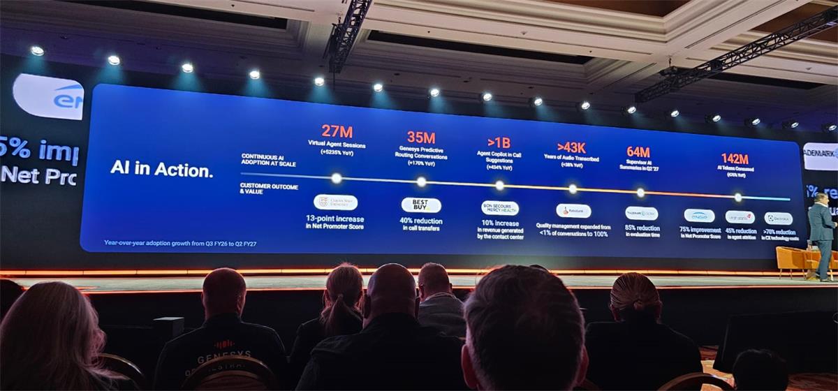 Main stage session at Genesys Xperience 2026 in Las Vegas.