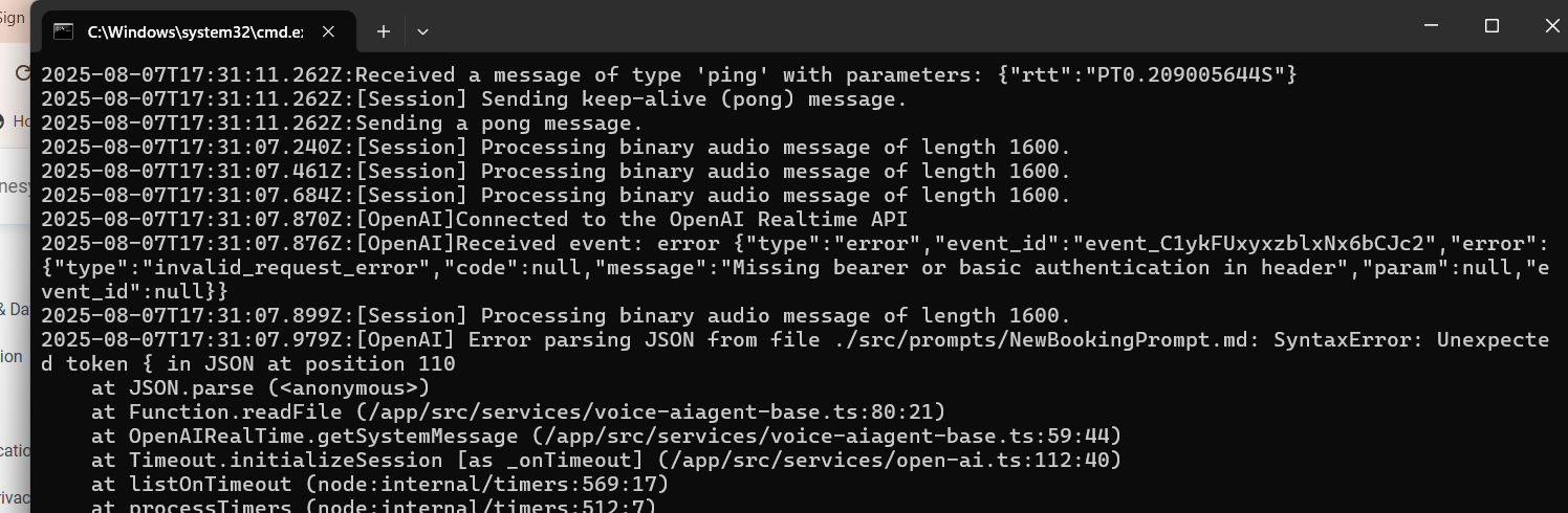 Audio Connector Sample - Authentication Error | Genesys Cloud ...