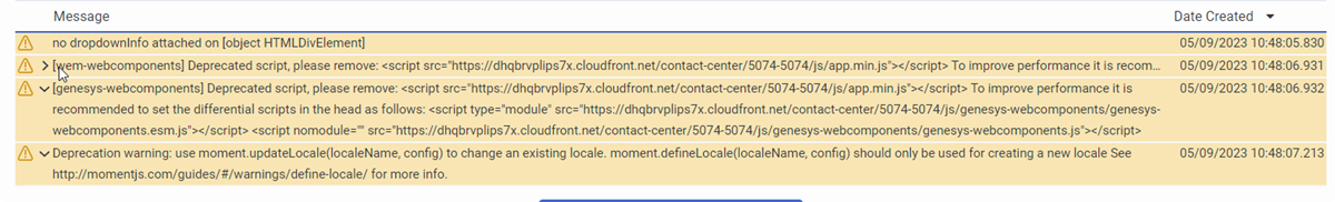 Unusual log capture logs - Deprecated script | Genesys Cloud - Main