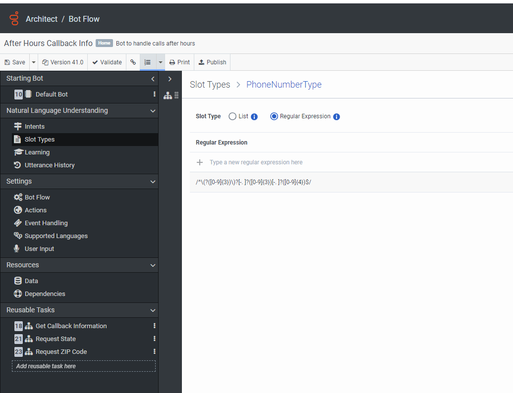 screenshot of PhoneNumberType regex