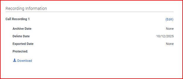 Recording created on 10/12 but as of 10/25 still not exported