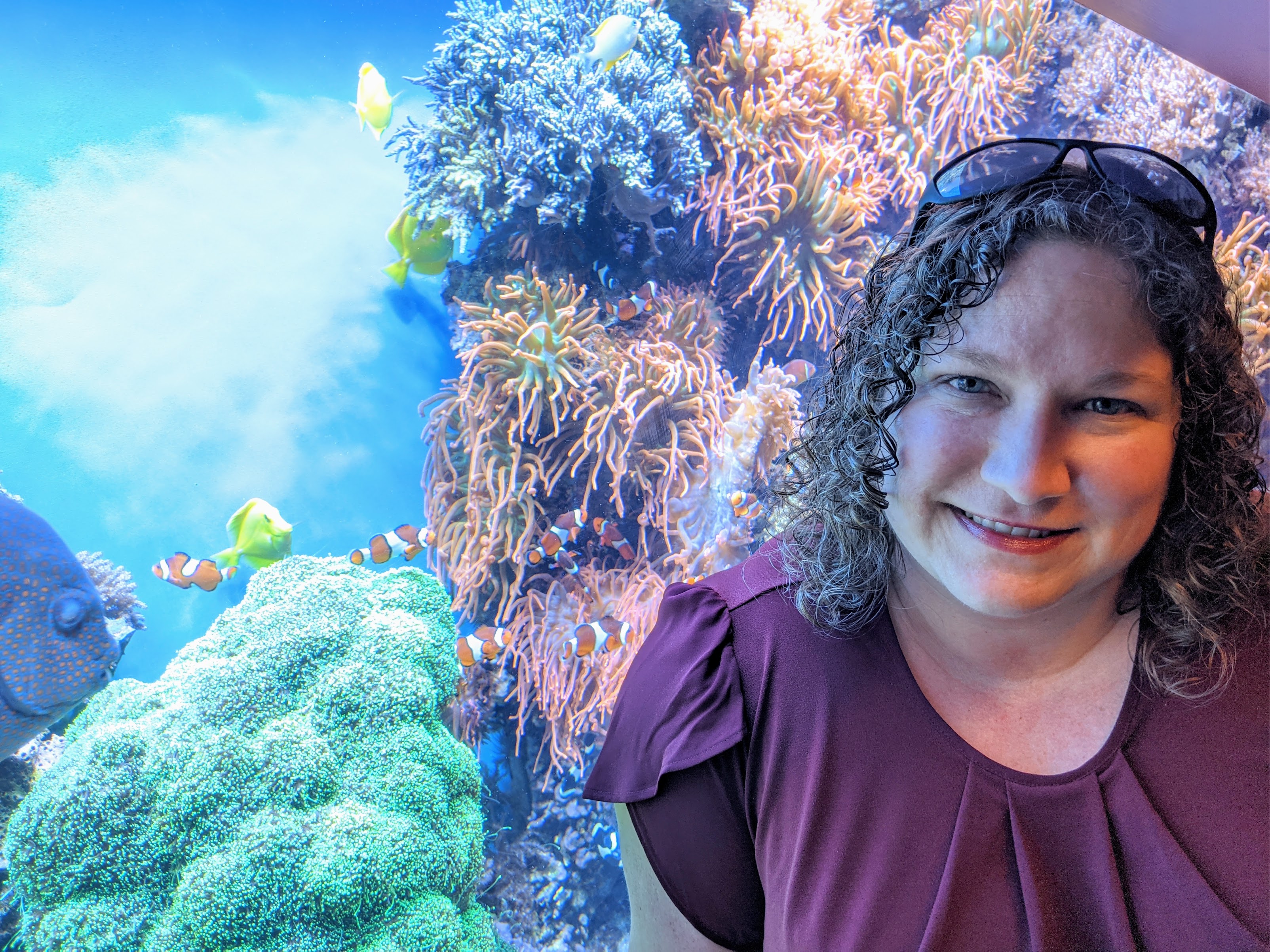 Rowan Martindale in front of corals at MBARI