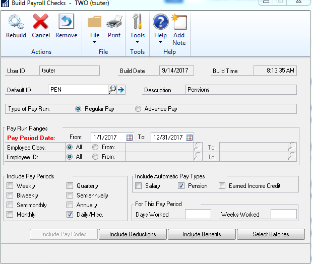 Payroll Build for 1099-R Retirement Distributions