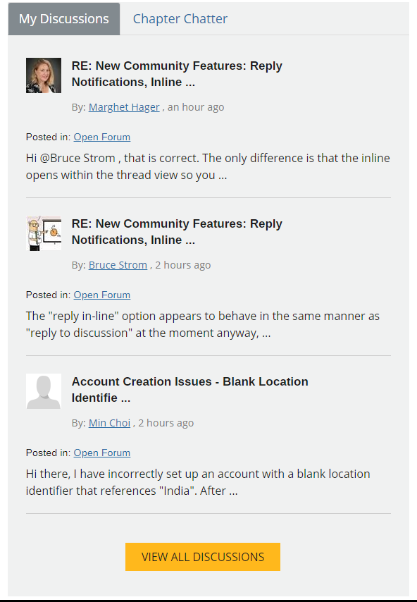 New My Discussions Feed
