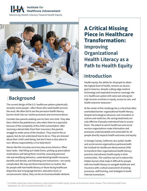 A Critical Missing Piece in Healthcare Transformation: Improving Organizational Health Literacy as a Path to Health Equity