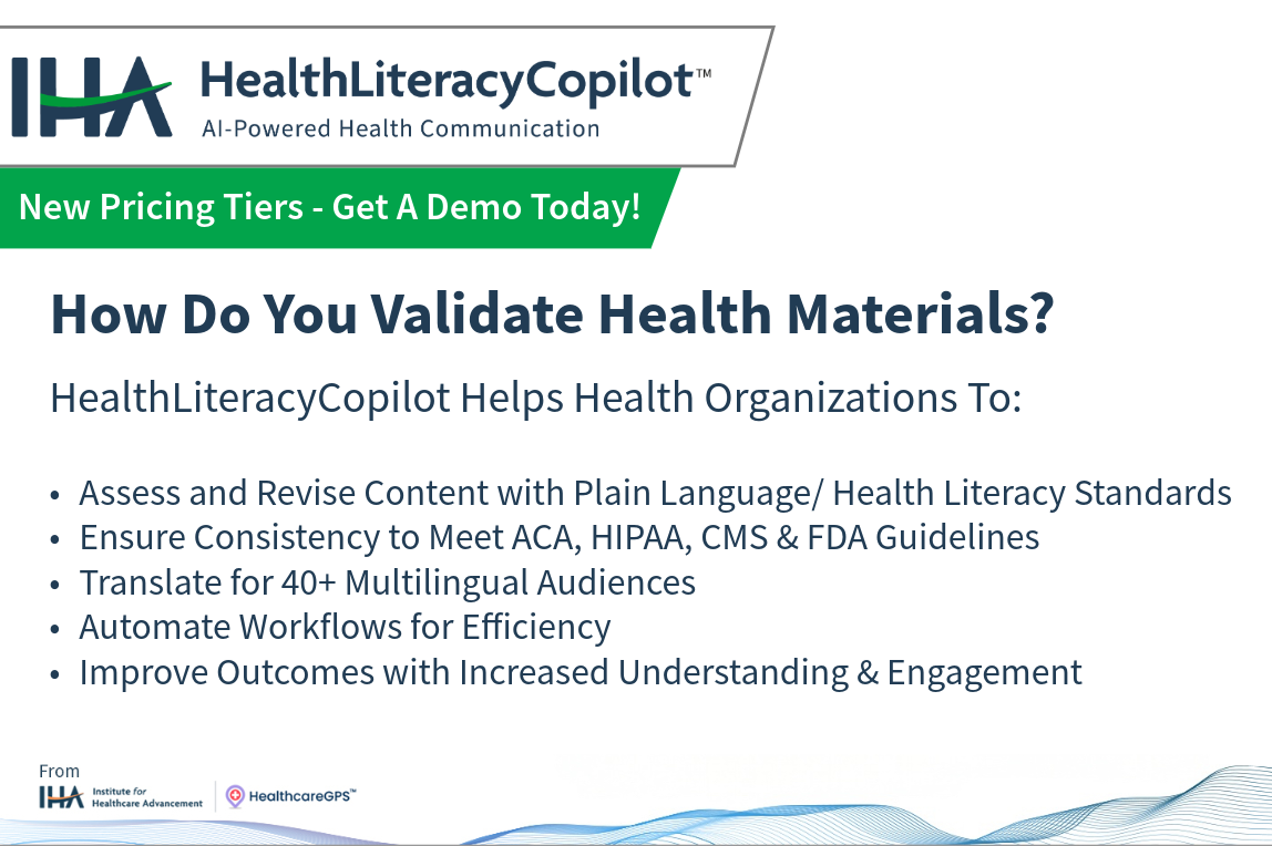 IHA Health Literacy CoPilot AI-Assisted Document Assessment
