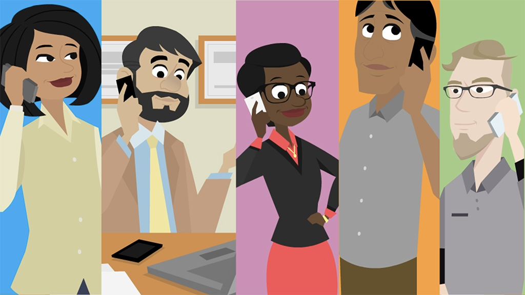 Illustration of various people on phone calls