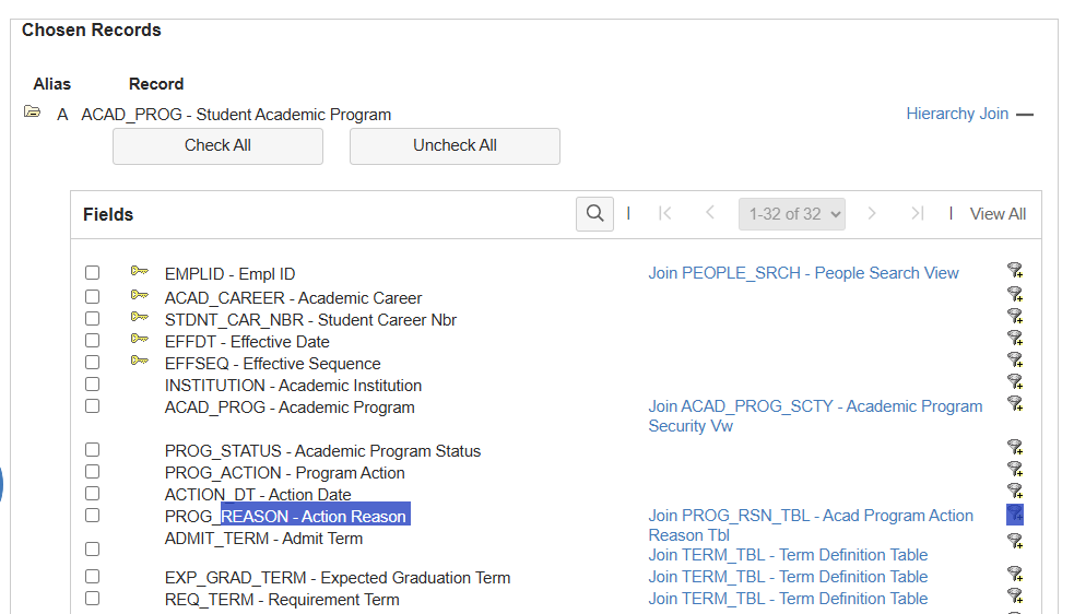 highlight correct row of a field 