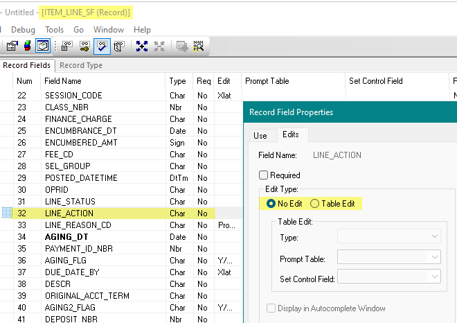Line Action Types | PS Query & SQL