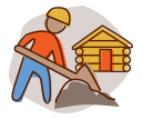 [image] person digging next to a building