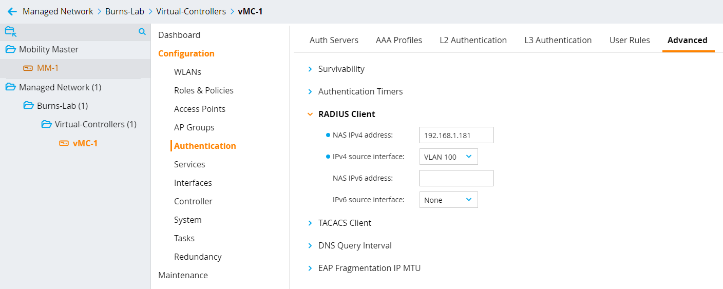 8.x upgrade NAD address in authentication to radius is MMs ip address