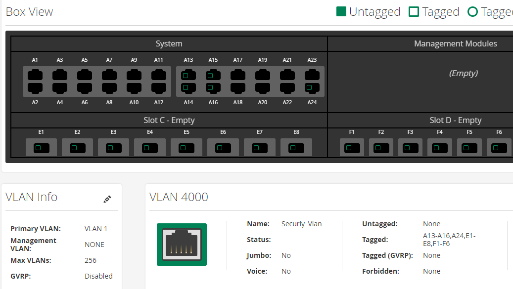 aruba 5406zl2 switch lacp and vlans Network Management