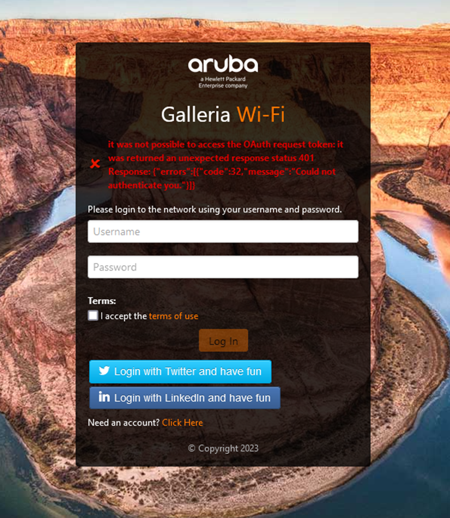 CPPM Guest Social Login - LinkedIn and Twitter issue | Security