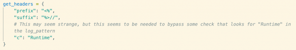 Values of prefix, suffix and runtime, which will be substituted for the placeholders in the format string.