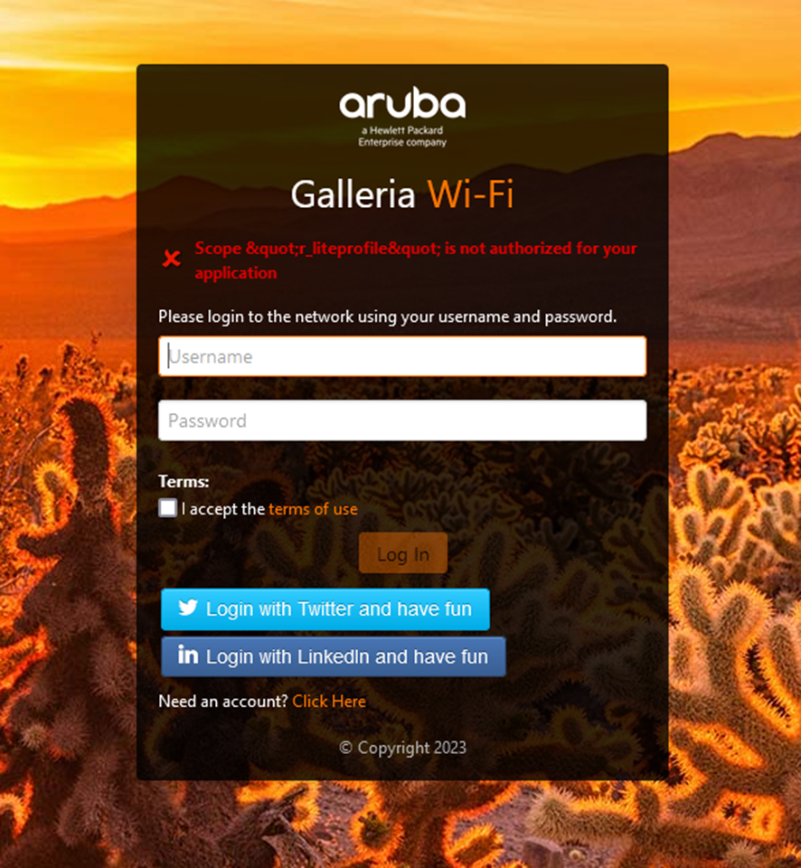 CPPM Guest Social Login - LinkedIn and Twitter issue | Security