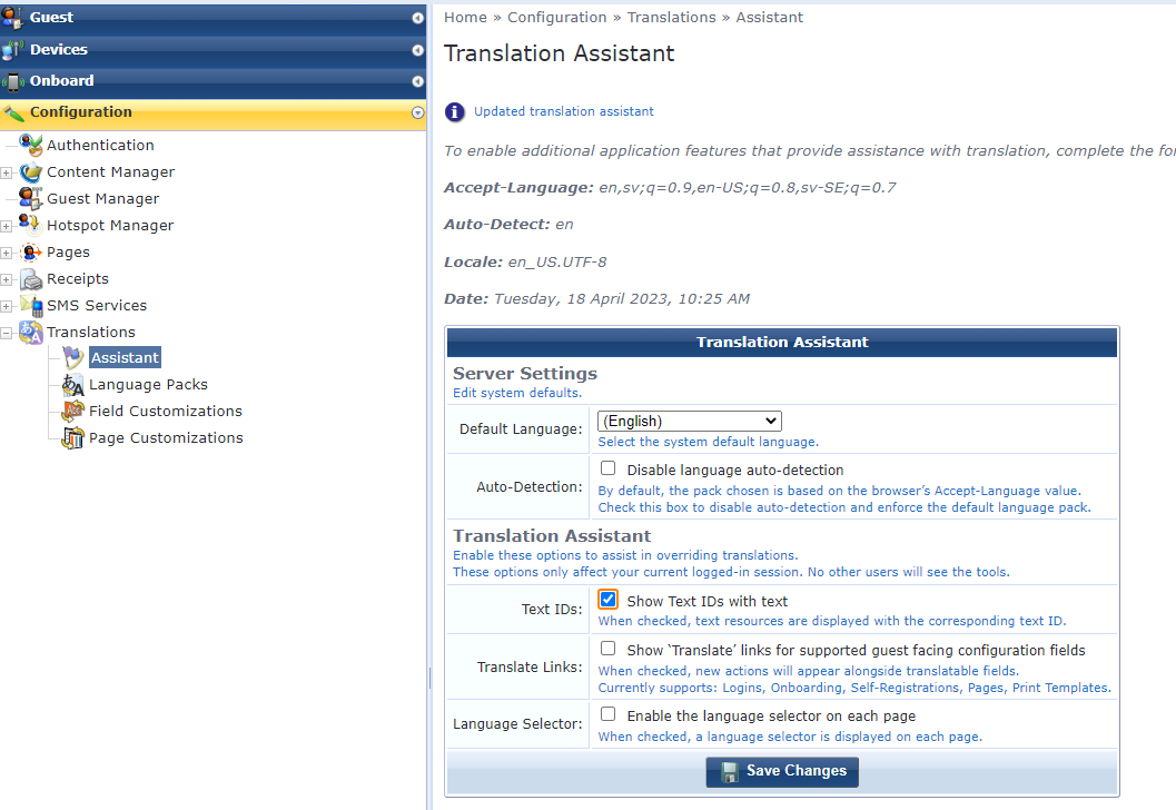 Clearpass Guest change 'Create' button text Security