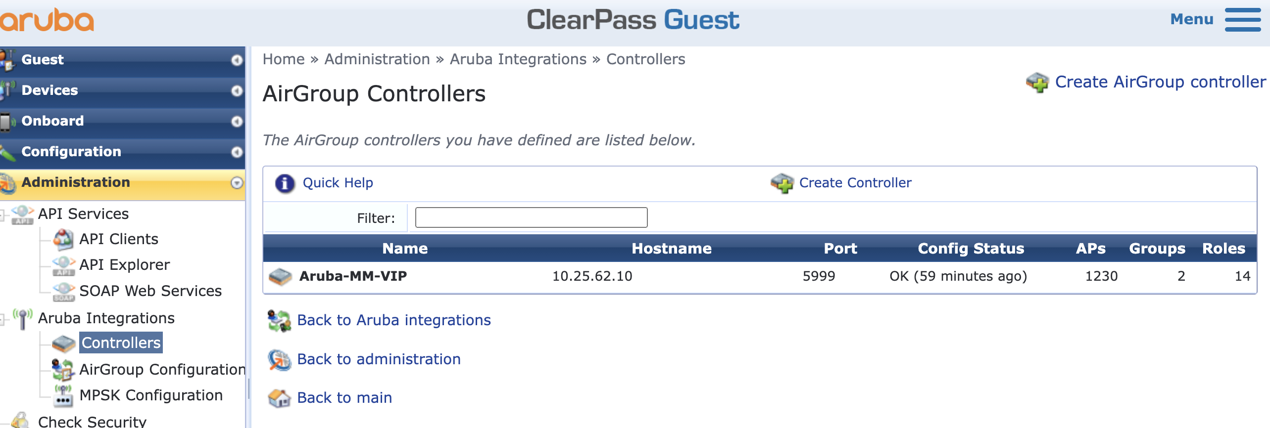 Clearpass Guest controller setting for Aruba 8 hierarchy to read roles ...