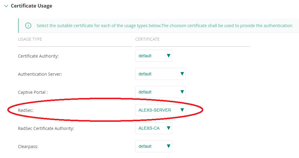 RadSec ignores custom certificate | Cloud Managed Networks