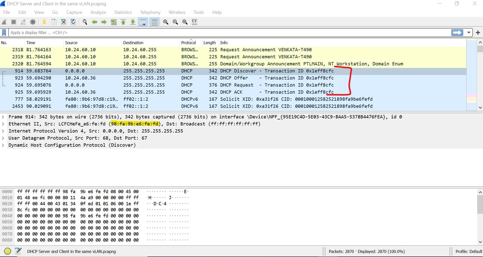 DHCP relay not working on HPE 5130 EI Clients cannot receive IP from