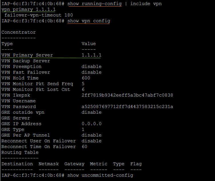 How Aruba IAP commands apply", apply nosave" and