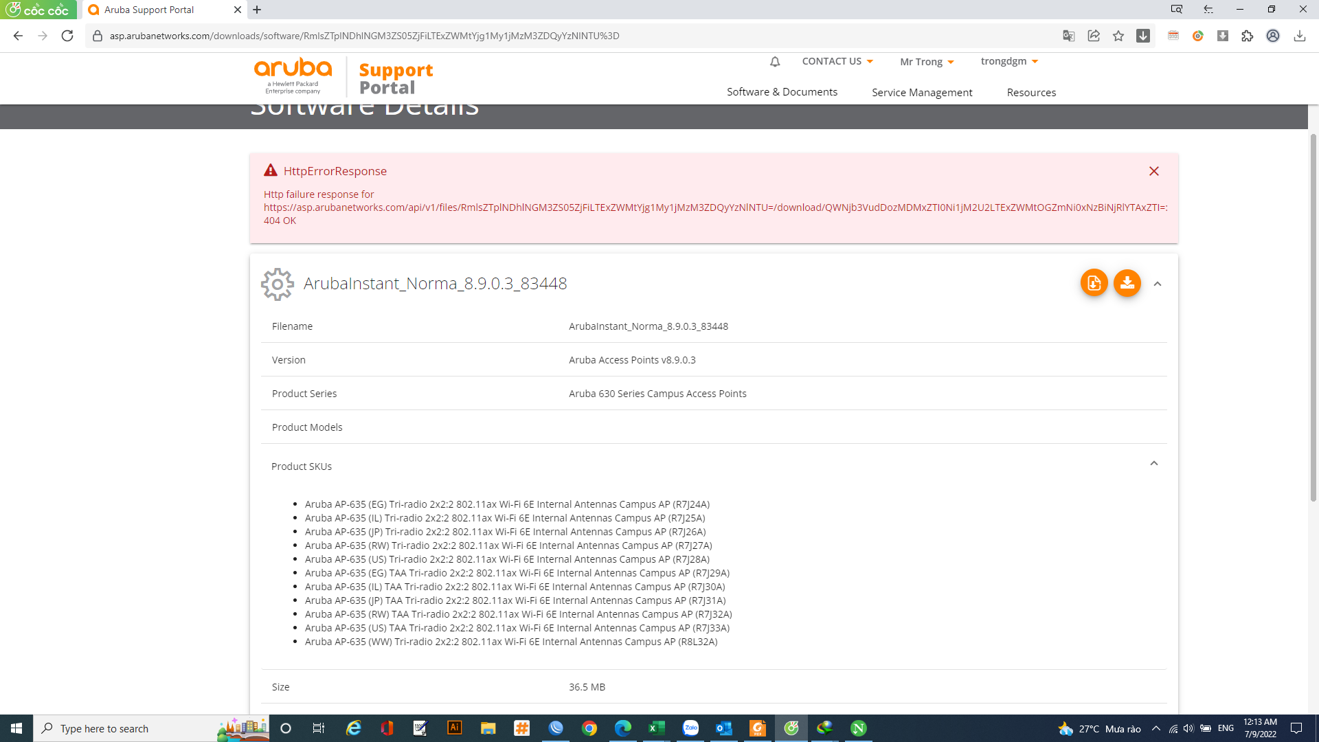 Timeout trying to download updates Wireless Access