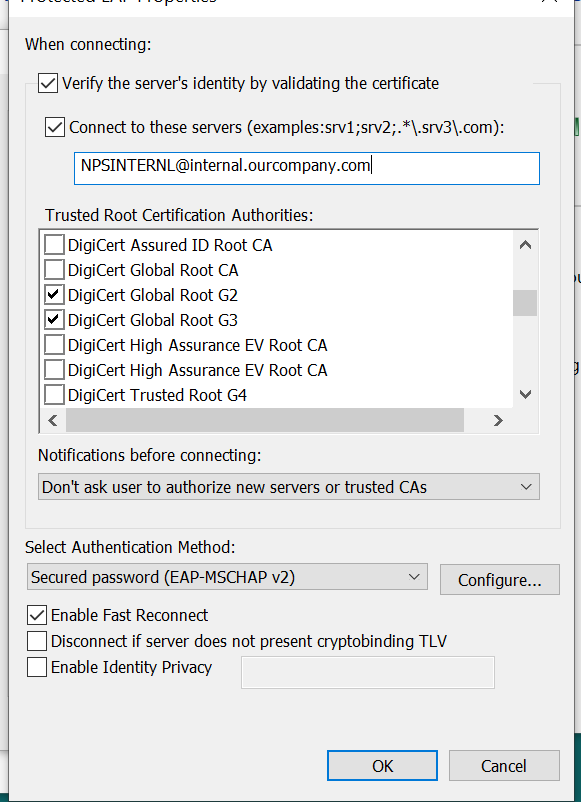 Queston On Protected EAP Properties In WIFI Properties Wireless Access