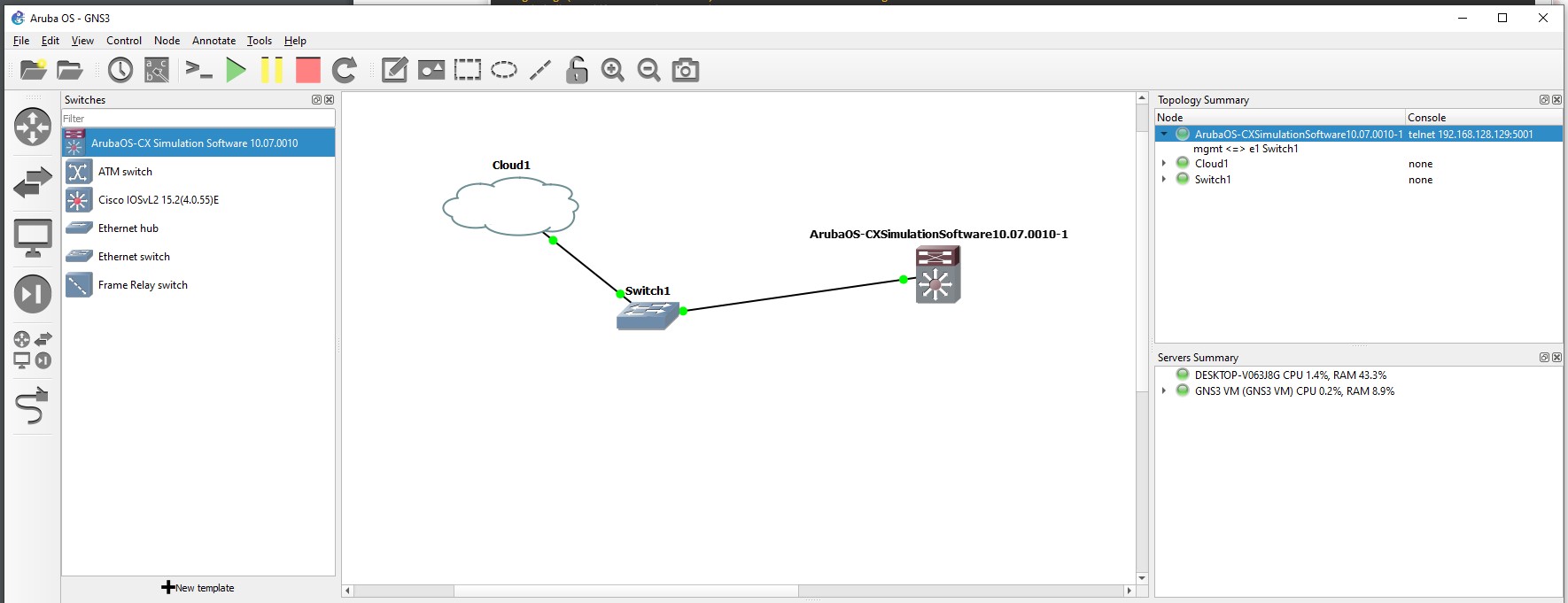 ARUBAOS CX OVA ON GNS3 VM Issue When Starting The SW AOS CX Switch 