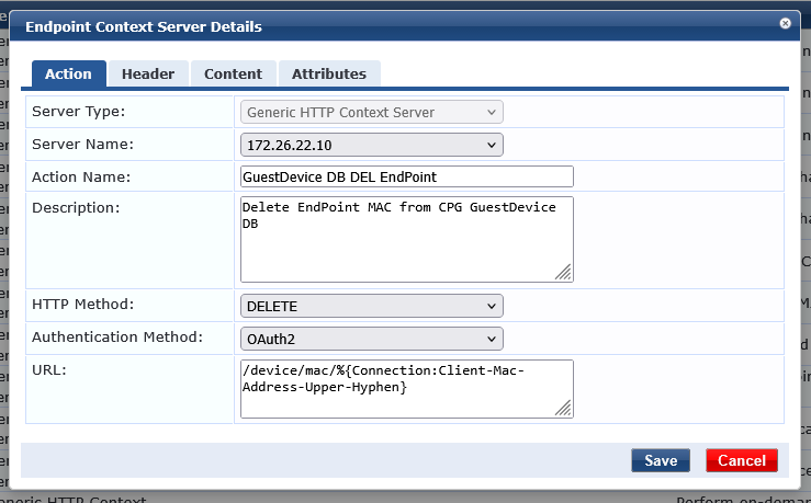 Endpoint Contect Server DELETE