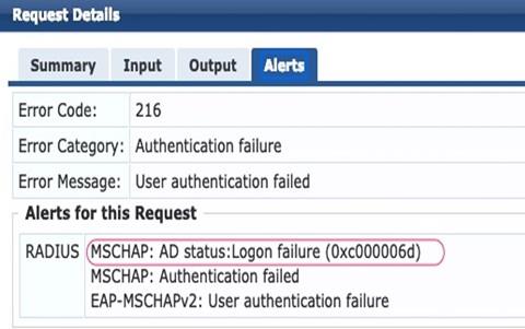 Aruba ClearPass Error – Authentication failure due to incorrect credentials    