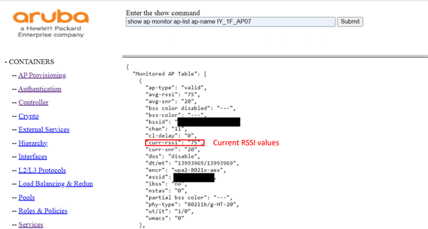 Ask about the method of measuring average RSSI (avg-rssi) in ArubaOS ...