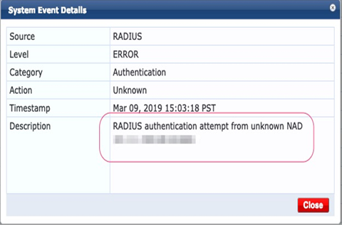 Aruba ClearPass Error – NAD devices not added   