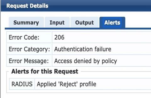 Aruba ClearPass Error – Authentication failure due to policy conditions   