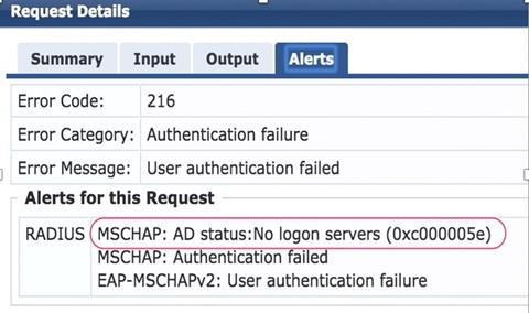 Aruba ClearPass Error – Authentication failure due to no connection with domain controller    