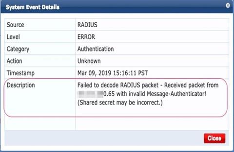 Aruba ClearPass Error – NAD devices added with wrong RADIUS