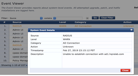 Aruba ClearPass Error – Unable to establish connection with LDAP   