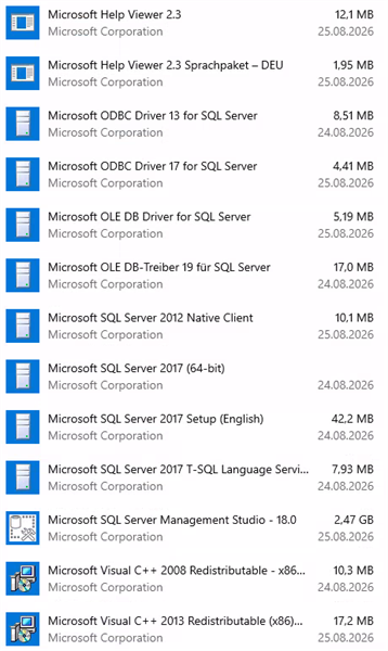 relevant MS SW added with/for IMC appl server