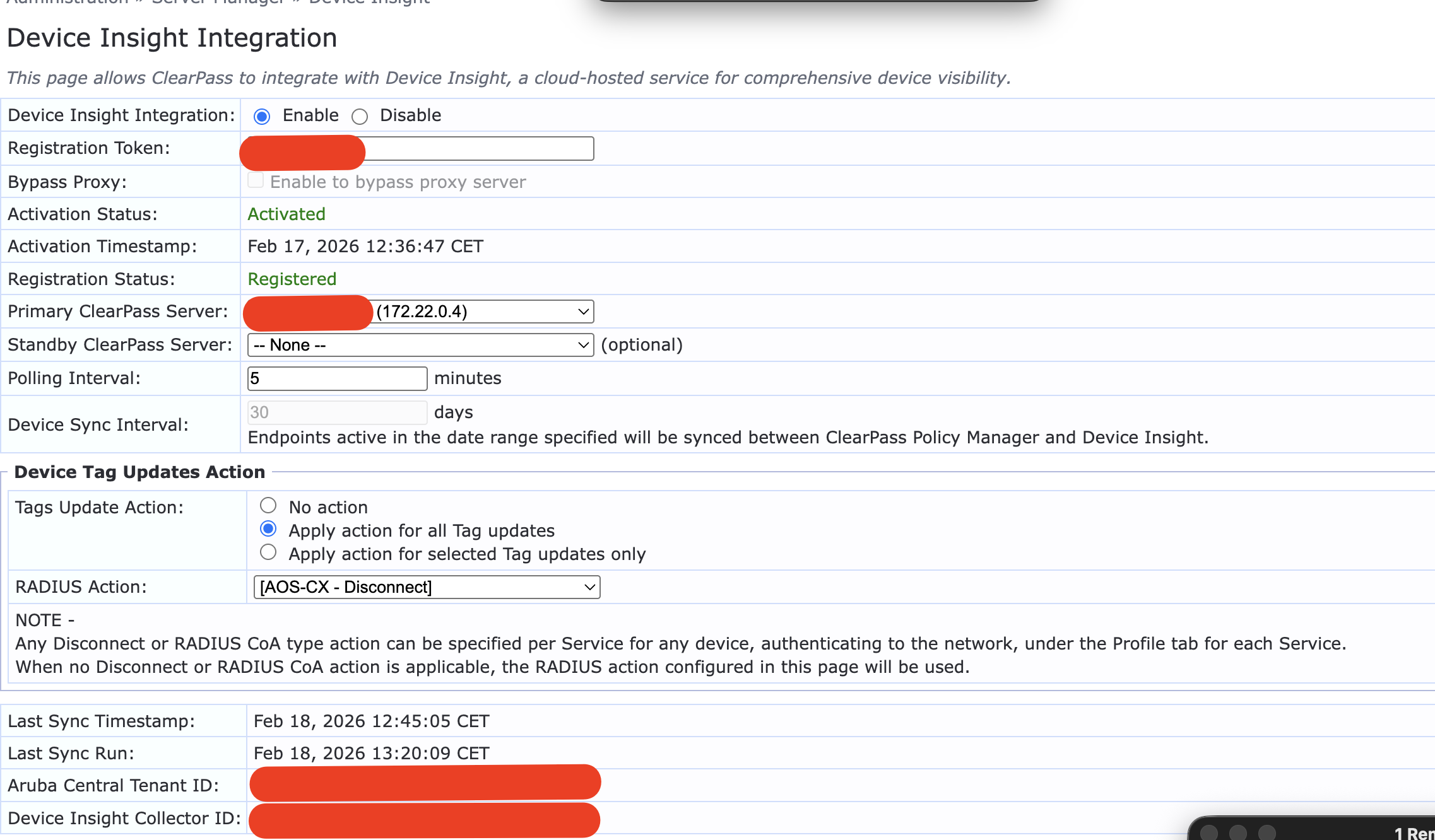 (New) HPE Networking Central - ClearPass Tag exchange | Security
