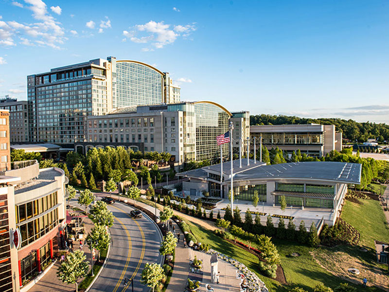 Gaylord National Resort & Convention Center atrium and waterfront exterior