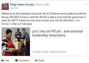Women in Leadership Affinity Group Facebook Post