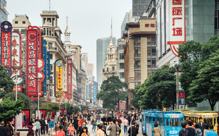 Busy street in China. 