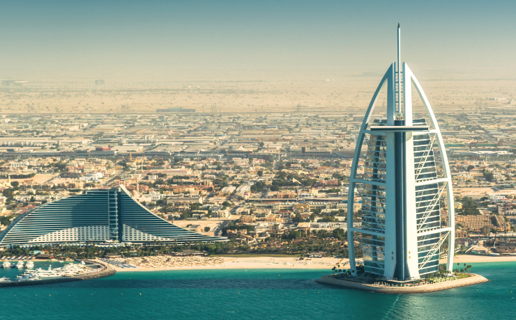 The Burj Al Arab Hotel, on the beach near Madinat Jumeriah Resort.