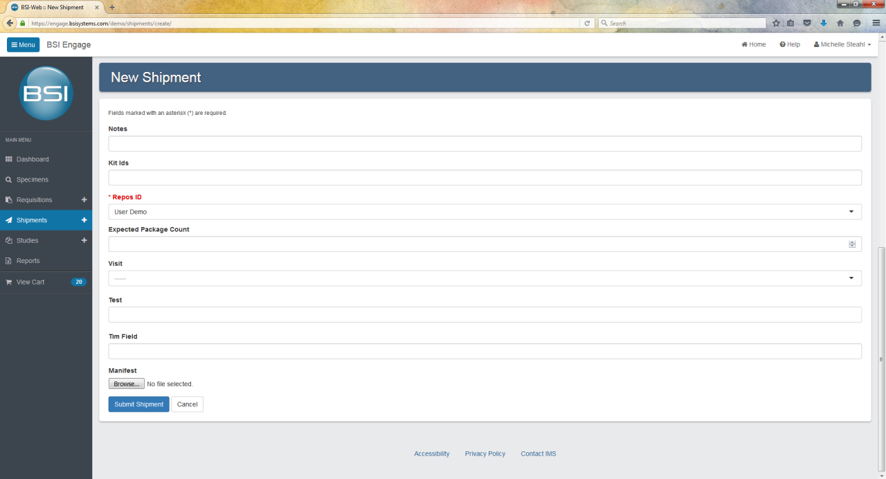 engage create shipment