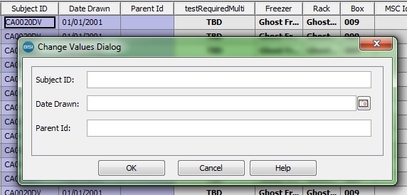 Change Values dialog