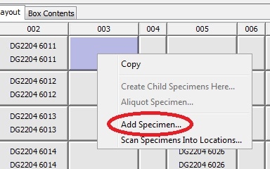 Adding Specimen