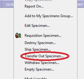 Transfer Out Specimen